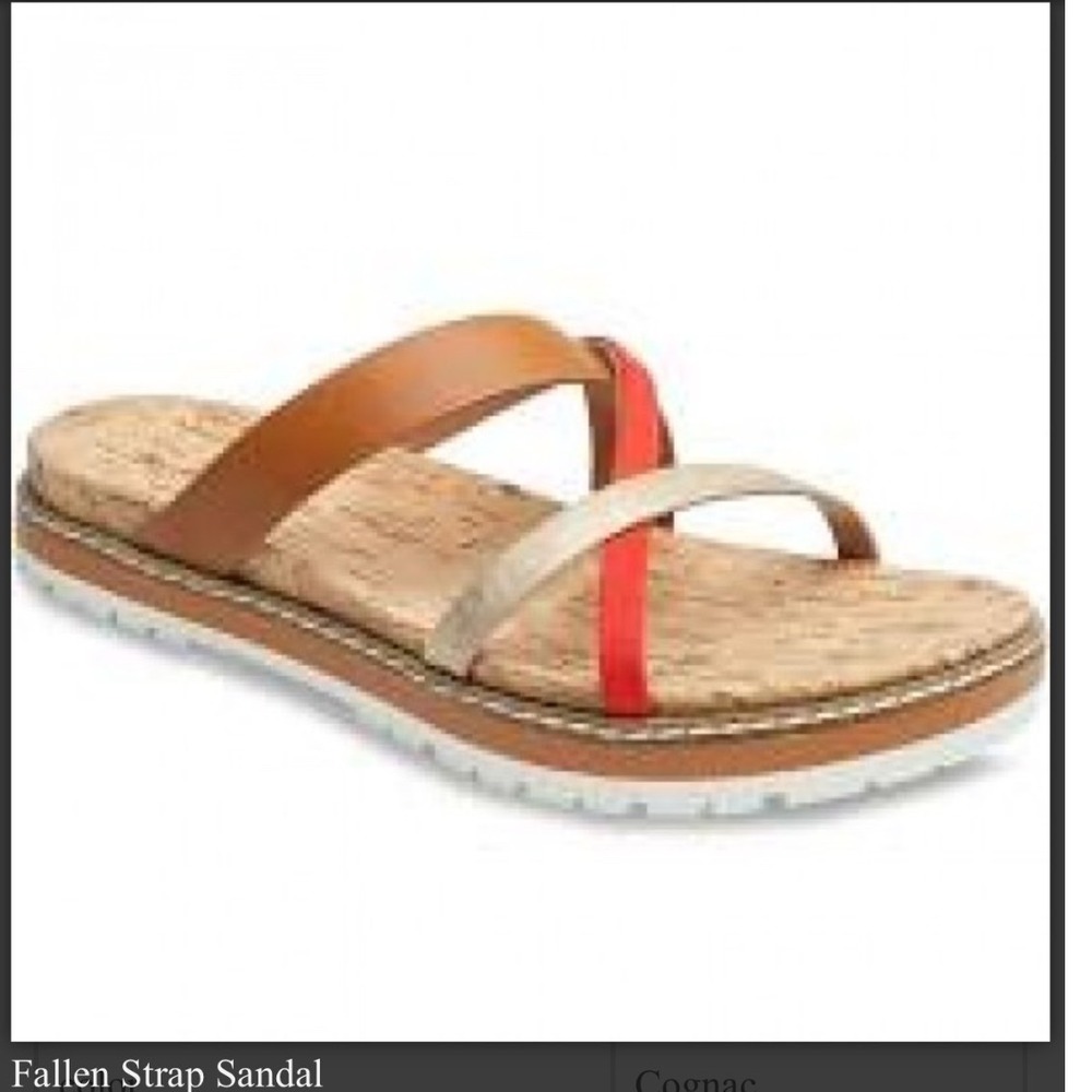 Me Too Fallen Strap Sandal Cognac Platinum Pink Sustainable Cork Slide Women's 9